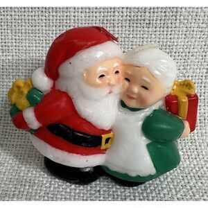Vintage Santa And Mrs Claus With Presents 3" Candle